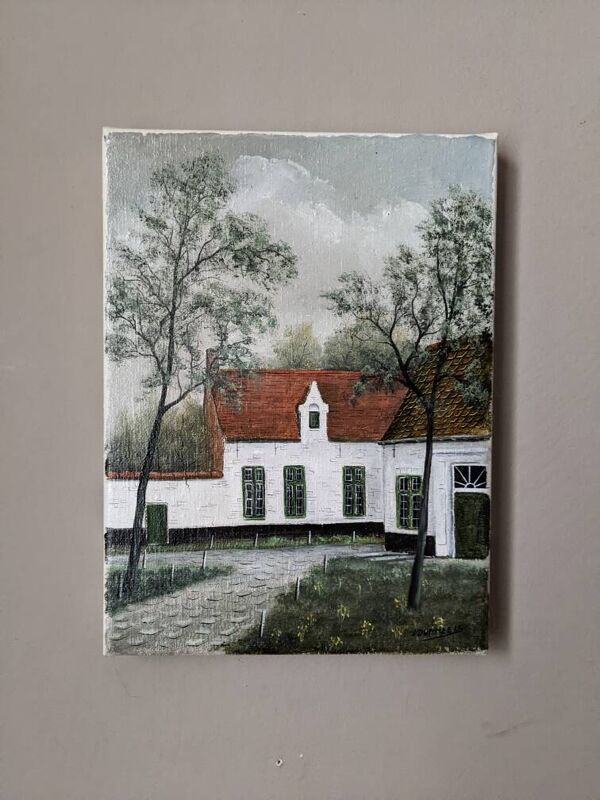 Tableau Naïf acrylique sur toile paysage décoration campagne