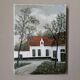 Naïve acrylic painting on canvas landscape countryside decoration