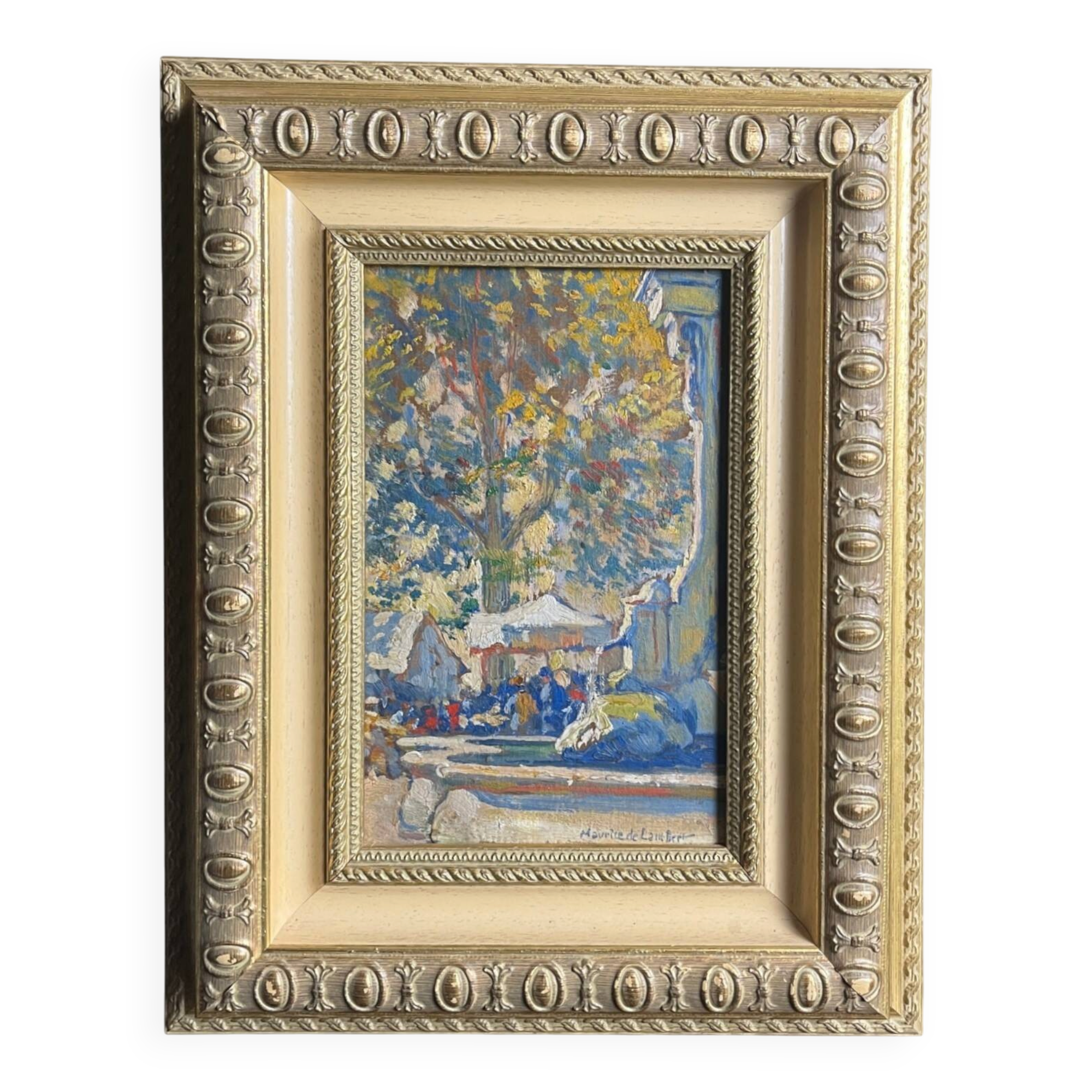 De lambert, oil on panel small format beautiful framing 20th century