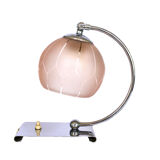 Lampe en chrome et en verre rose art déco