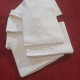 White linen damask napkins Monogram JM