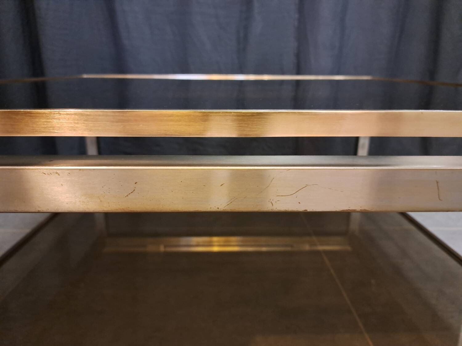 Guy Lefevre coffee table in steel and bronze