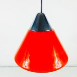 Suspension in red glass and chrome by Peill and Putzler, 1970, Germany