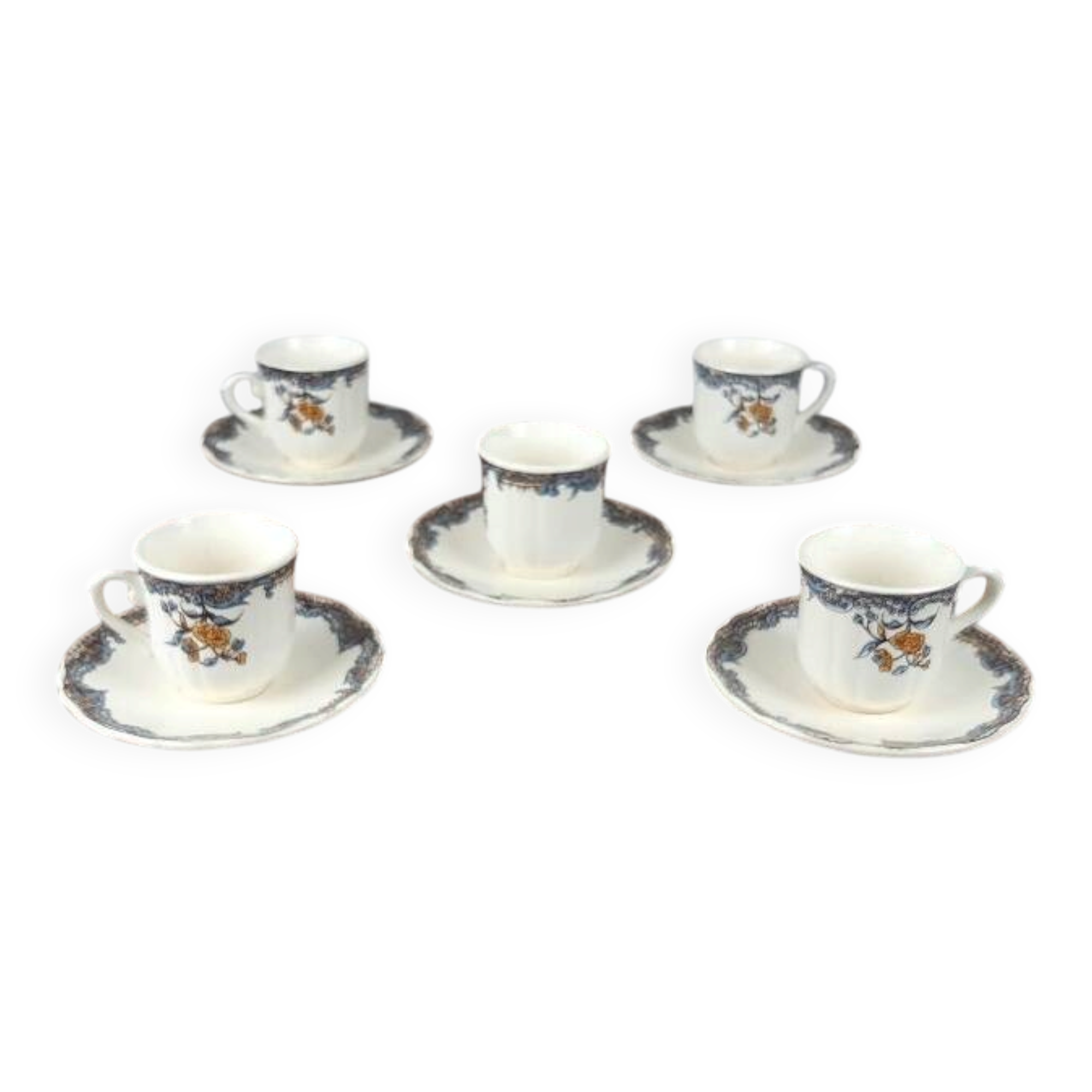 5 tasses à café, Vieux salins modèle Chevreuse