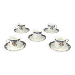 5 tasses à café, vieux