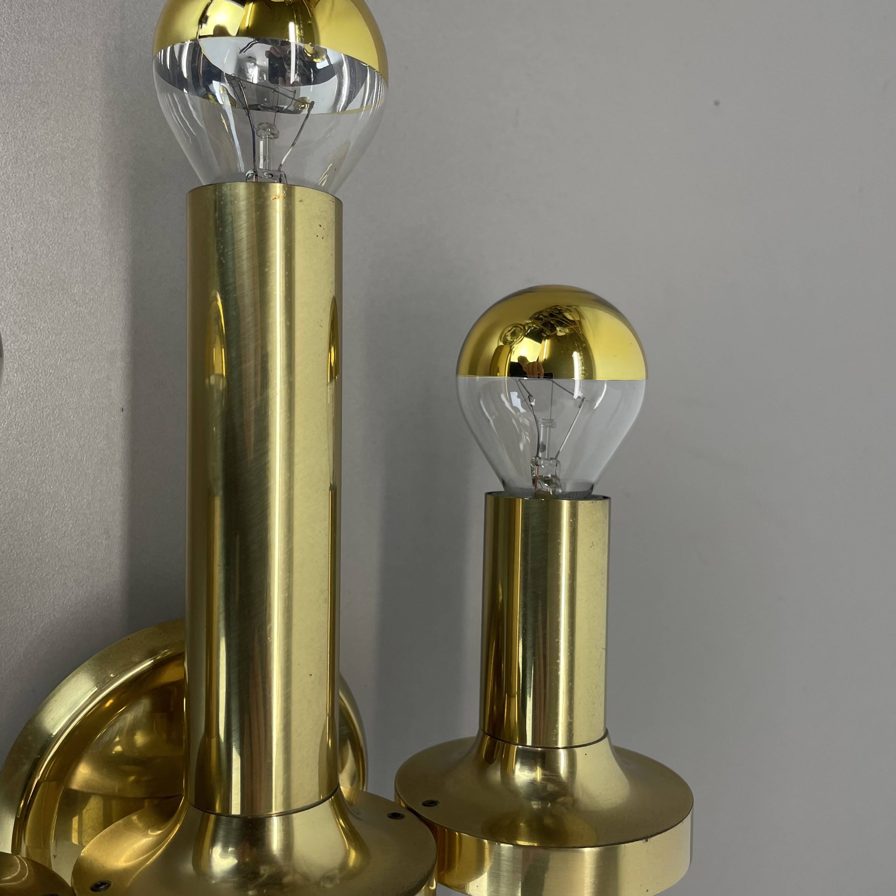 rare Brass tube "TORCH" Wall Light sconce by GAETANO SCIOLARI, Italy 1970s