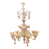Large Venetian Pink Murano Glass Chandelier 1960’s