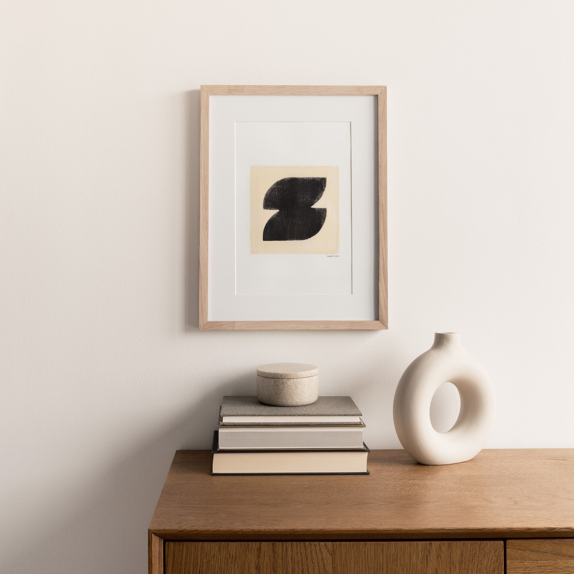 Painting on paper, Scandinavian style abstract illustration