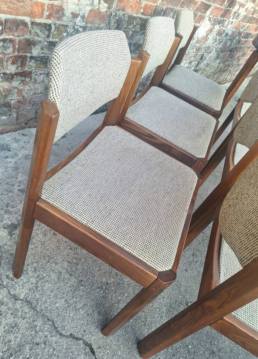 Table et ses 6 chaises vintage en orme, meubles design scandinave