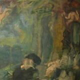 Toile scène de genre signée Strbac