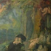 Genre scene canvas signed Strbac