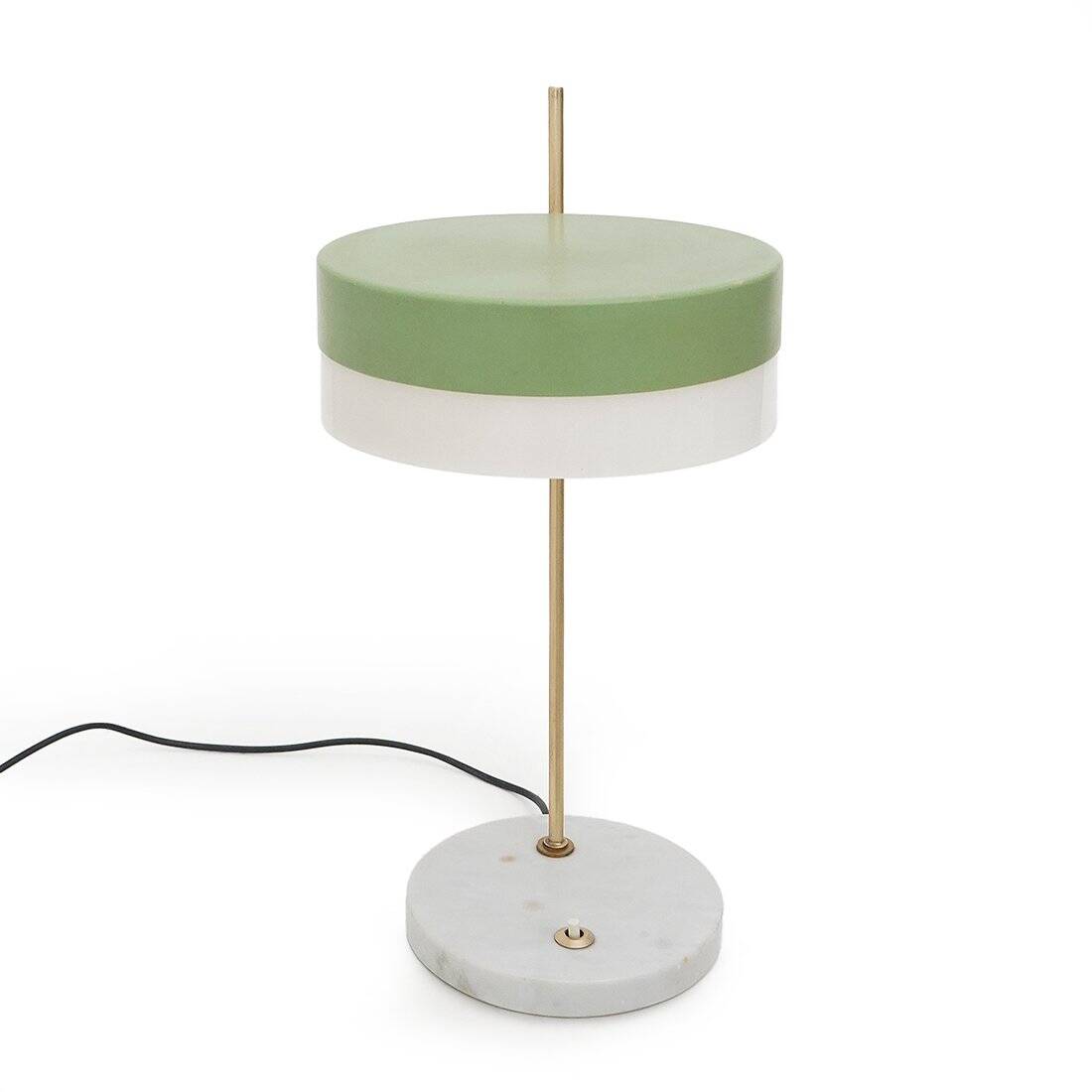 Lampe de table vintage en marbre et laiton de Stilux, années 1950