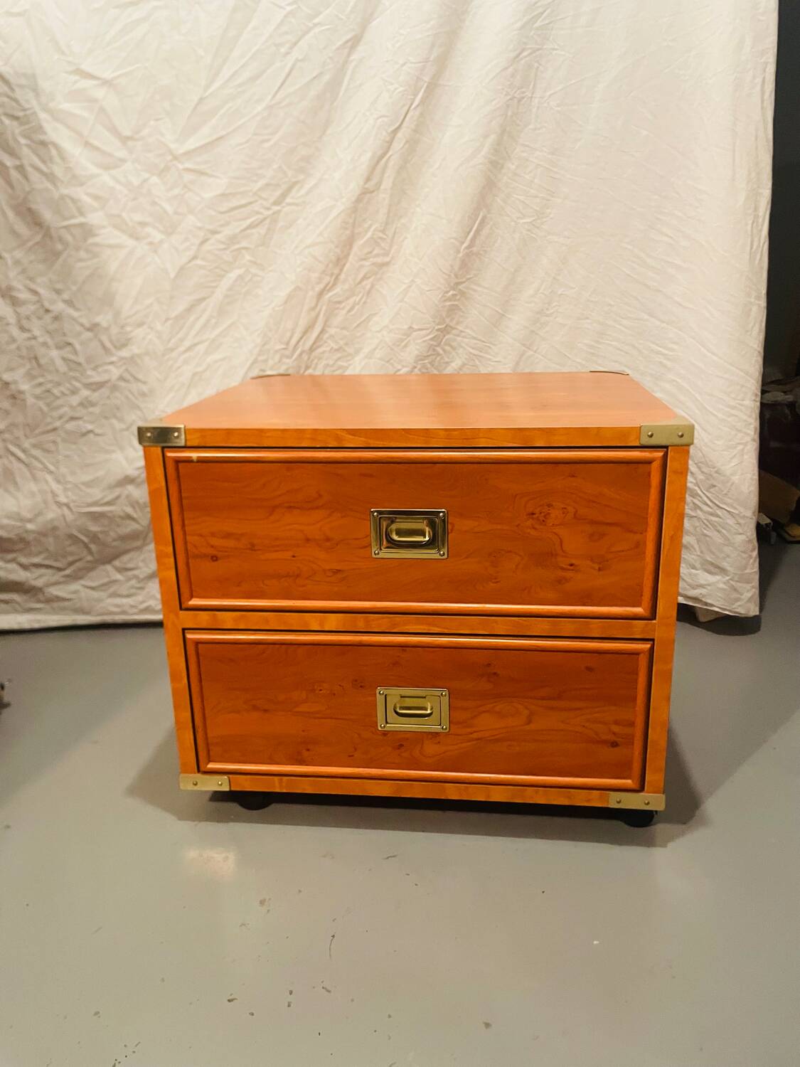 Gautier “Marine” bedside table in wood and brass, 1991