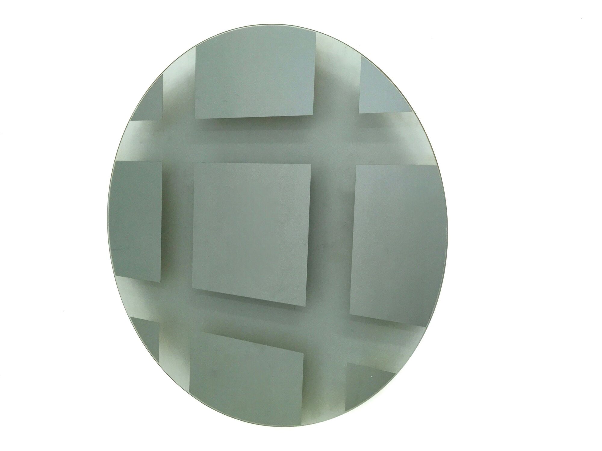 Postmodern round green-gray wall mirror "Andromeda" by Nanda Vigo, Italy 1976