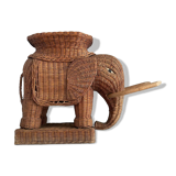 Side table, vintage rattan elephant end table