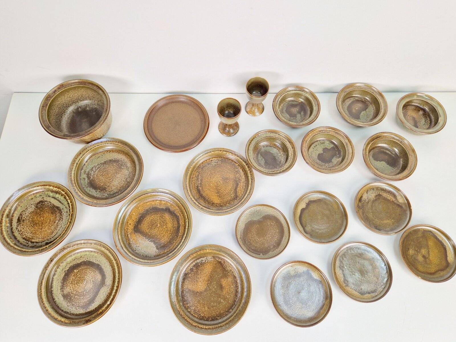 Vintage Arts and Craft Pottery Tableware Set by Gert De Rijk, 1976, Set of 22