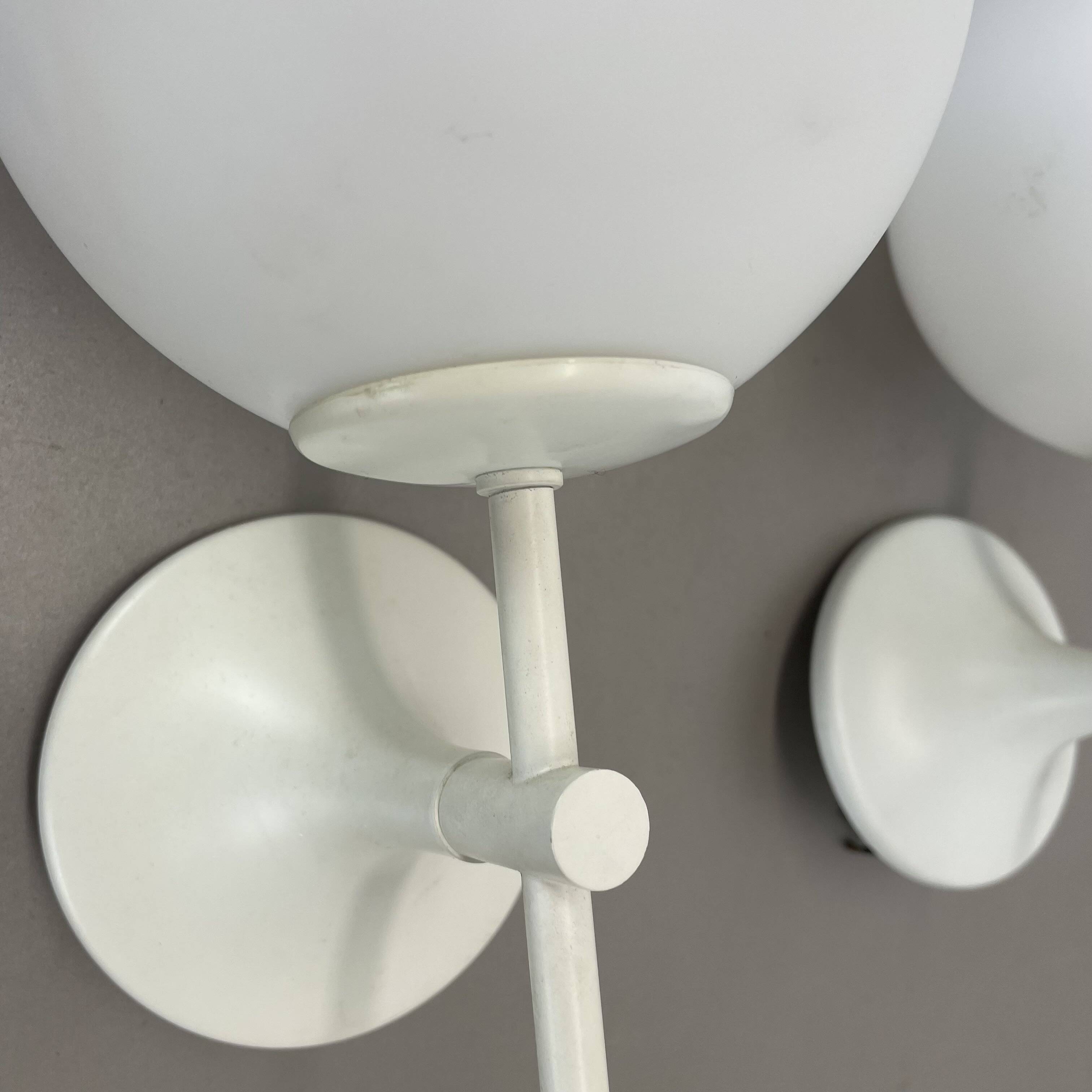 Set of Two white Ball Wall Lights by E. R. NEELE for Temde, Switzerland, 19