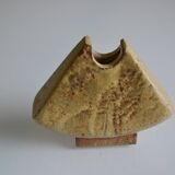 Brutalist stoneware vase Signed to be identified