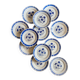Set of 12 antique flat plates, blue flower decorations