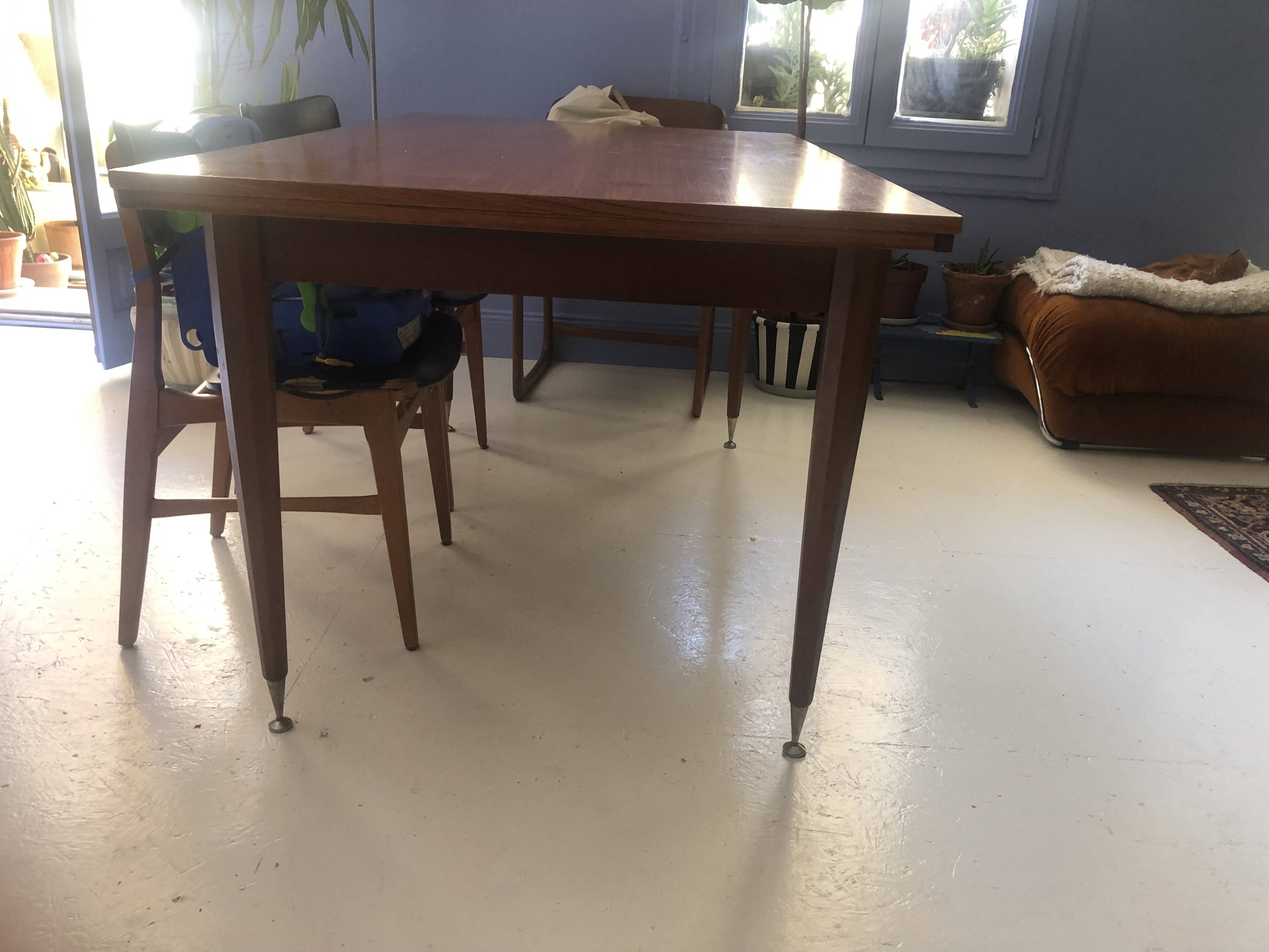 Mid-century Scandinavian dining table (with integrated extensions)