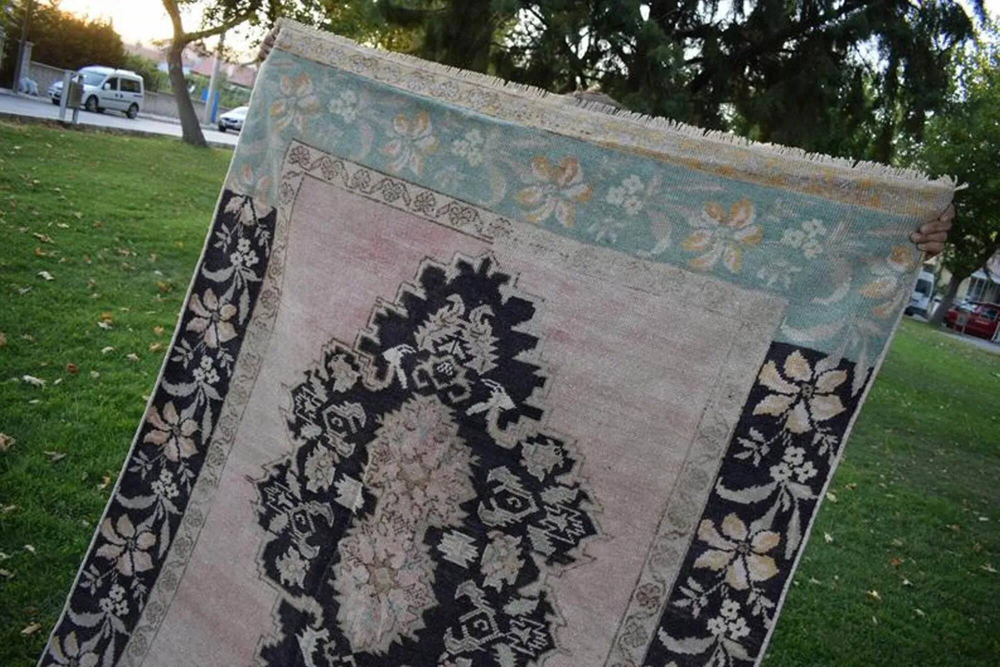 Vintage Turkish hallway rug 142x405 cm