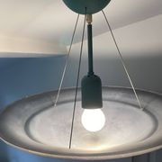Large vintage lustra suspension light fixture large translucent green basin - SCE made in France