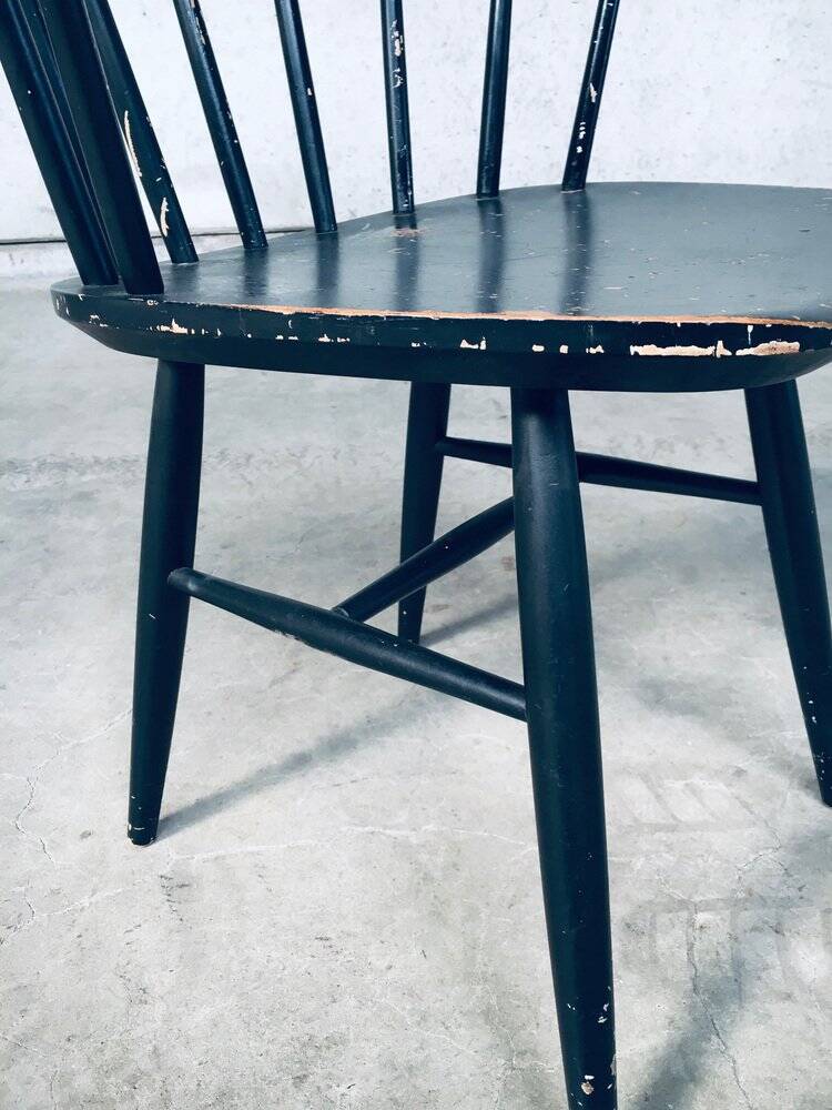 Mid-Century Scandinavian Design Curved Spindle Back Side Chair, Denmark, 1960s