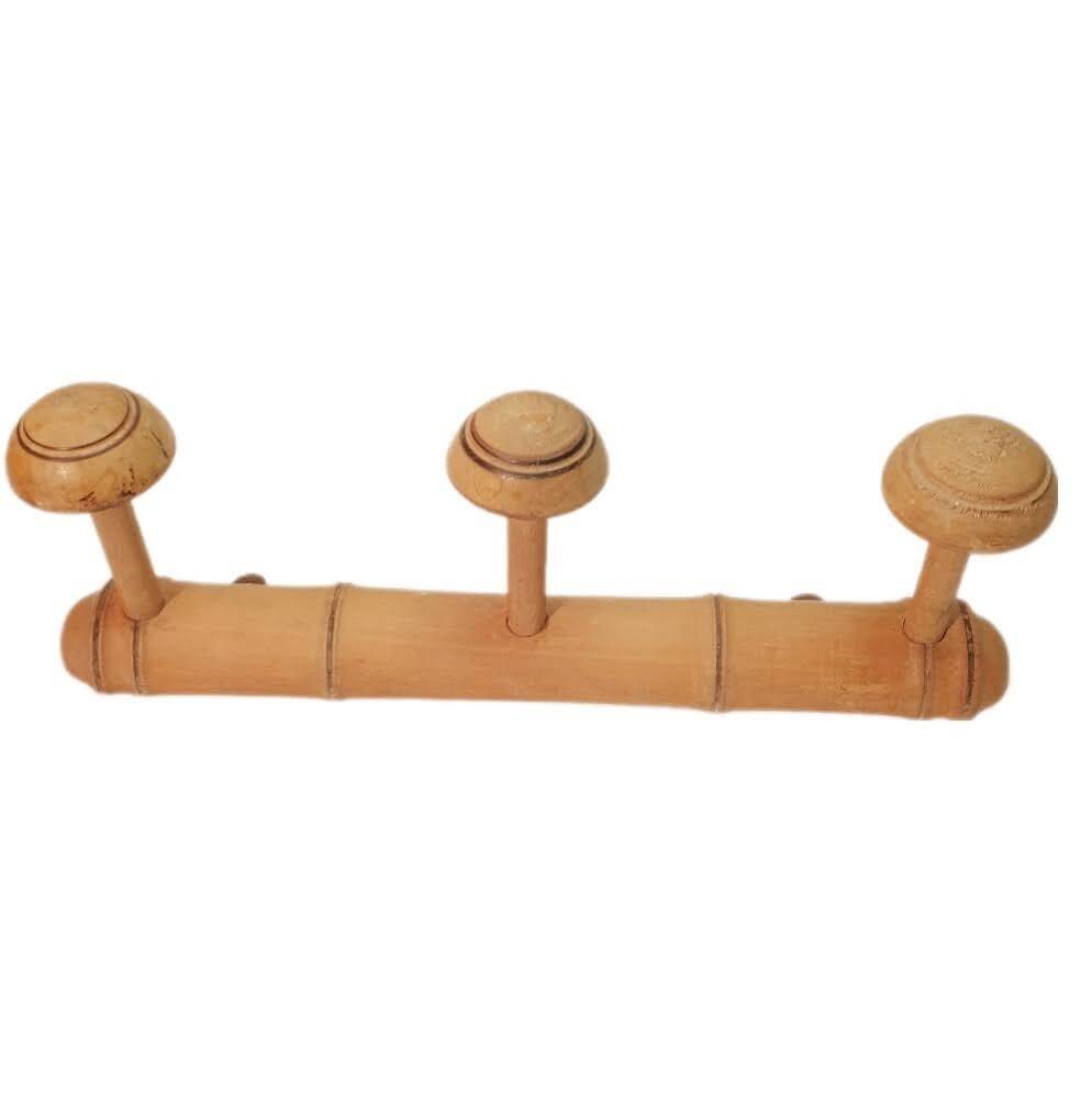 Bamboo-style 3-hook coat rack