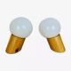 Pair of pine and opaline globe sconces, 70s