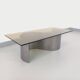 Vintage rectangular Space Age coffee table in steel and smoked glass.