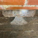 Vintage Decorated Moulded Crystal Aperitif Plate on Stand #D66