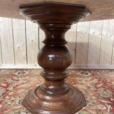 Table octogonale plateau marbre et pied en bois