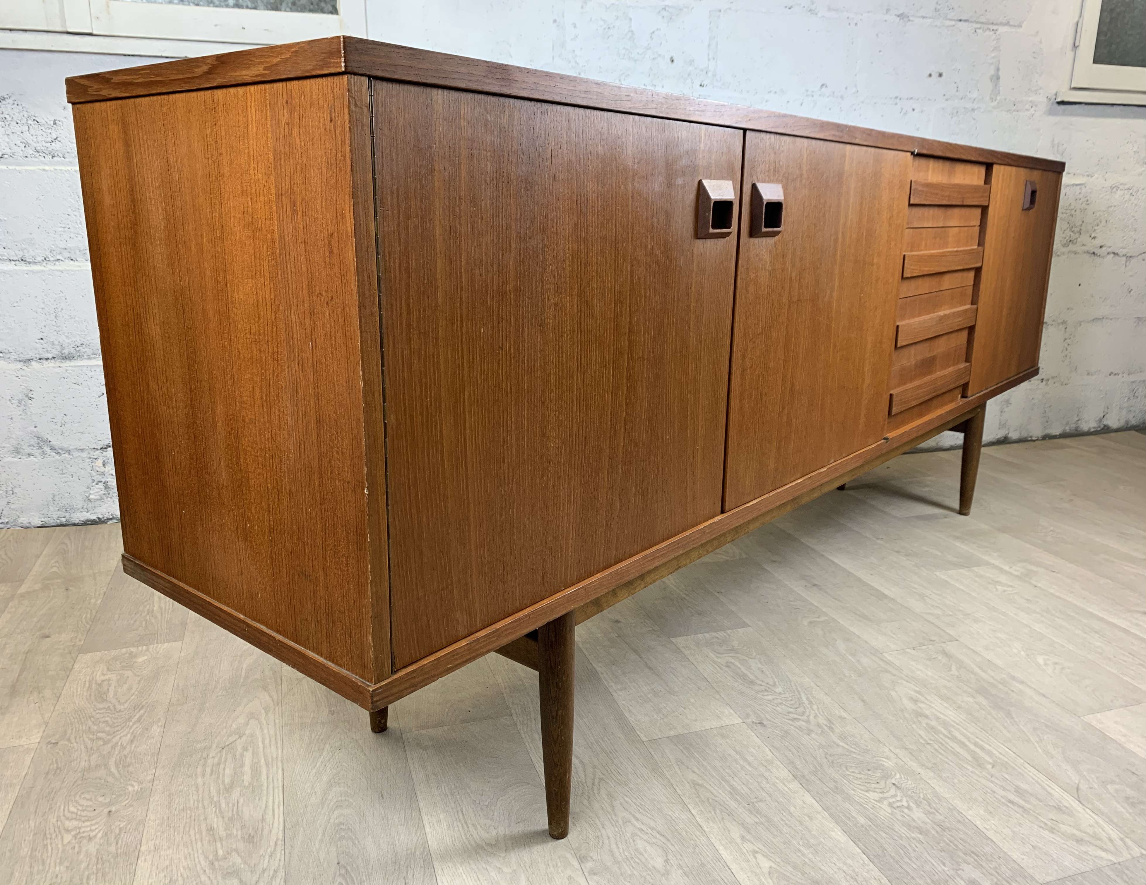 Vintage Scandinavian teak sideboard signed Eros, 60s