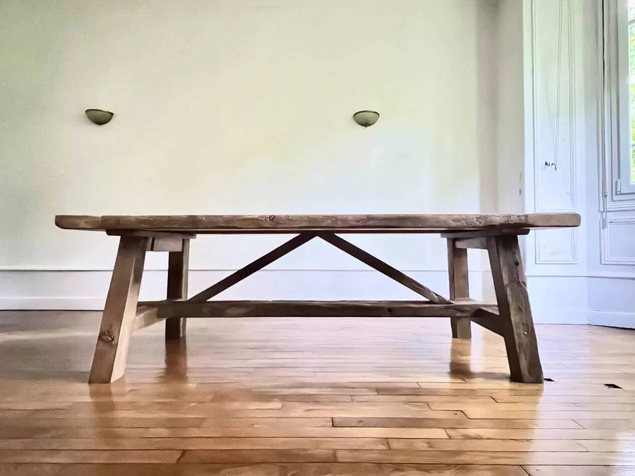 Tower antique oak farmhouse table - 200 cm long