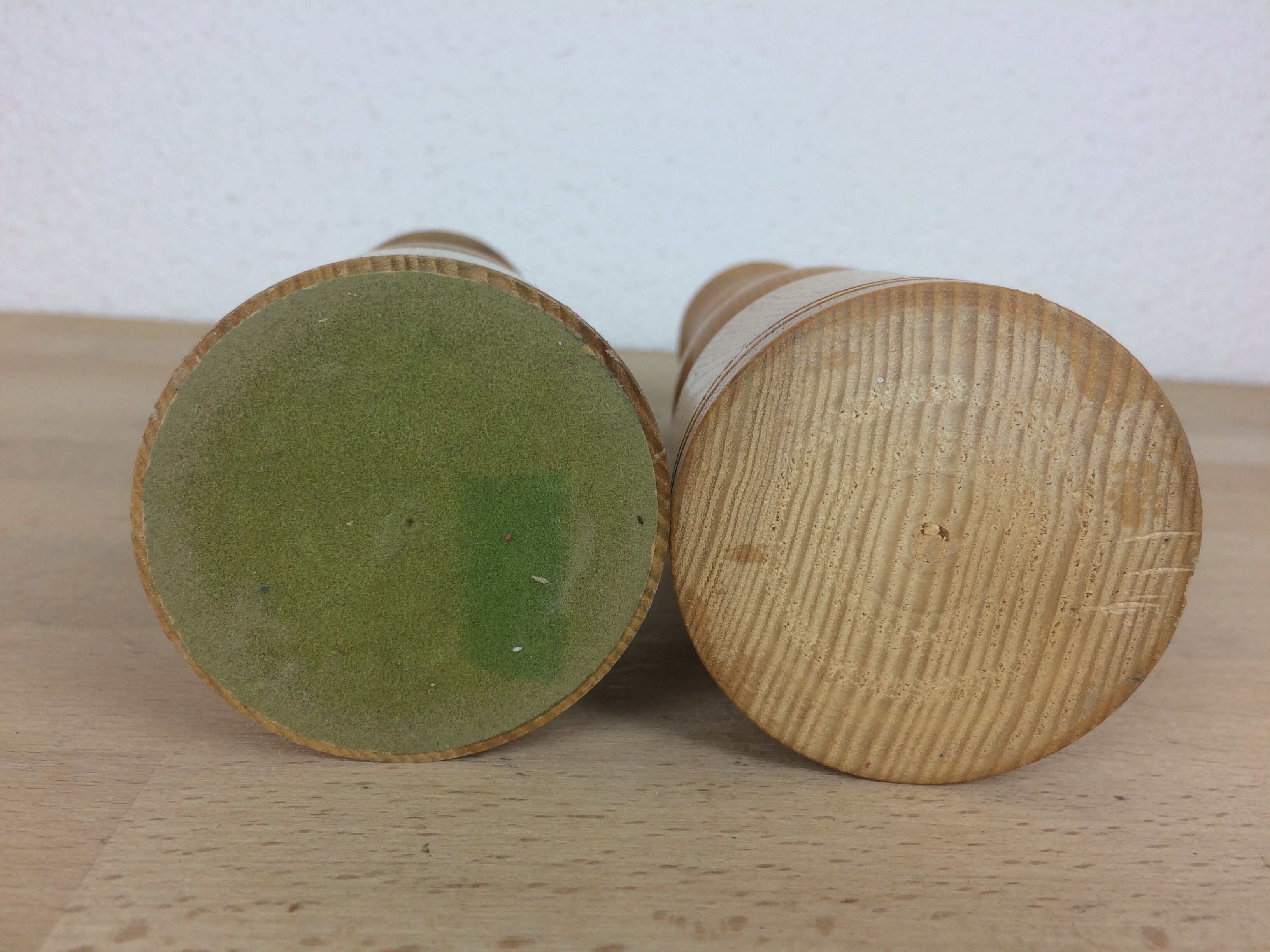 Pair of Scandinavian turned wooden candle holders