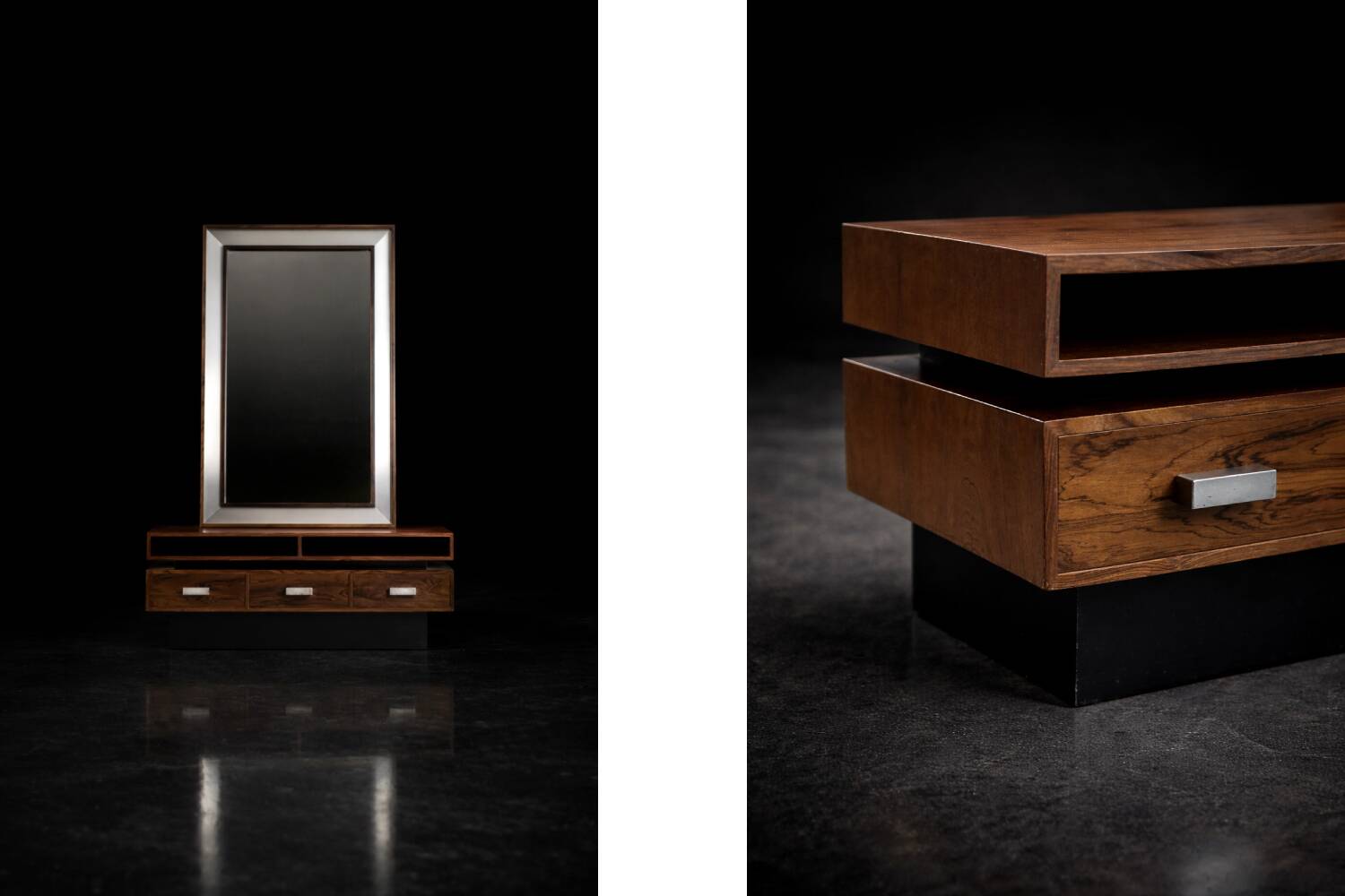 Vintage Mid-Century Scandinavian Modern Ambassador Console with Mirror