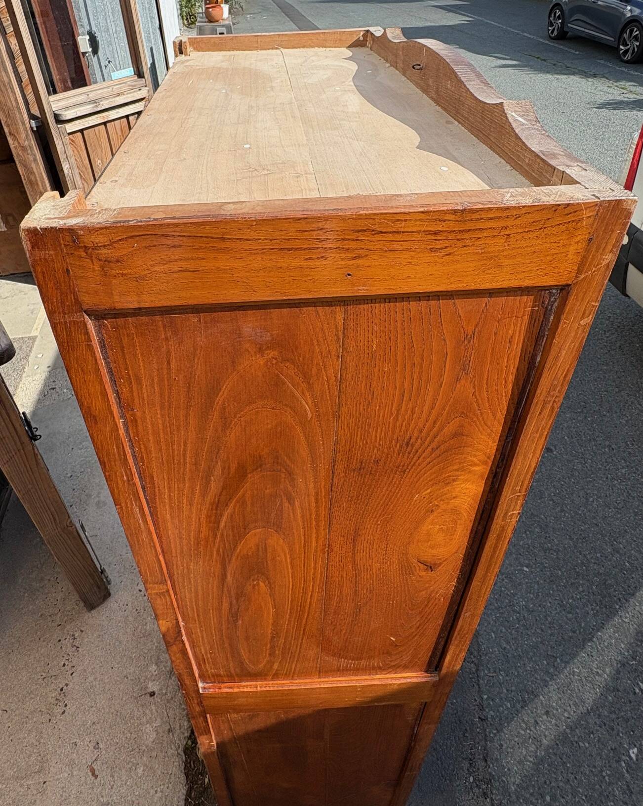 /Art Deco wardrobe with mirror in carved solid oak from the 20s/30s