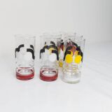 Set de 6 verres à eau 1970 sérigraphié