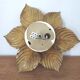 Applique lampe fleur feuilles métal doré 30cm