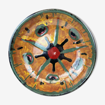 Decorative dish in glazed earth - hand-decorated ceramic