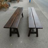 Pair of old solid wood benches