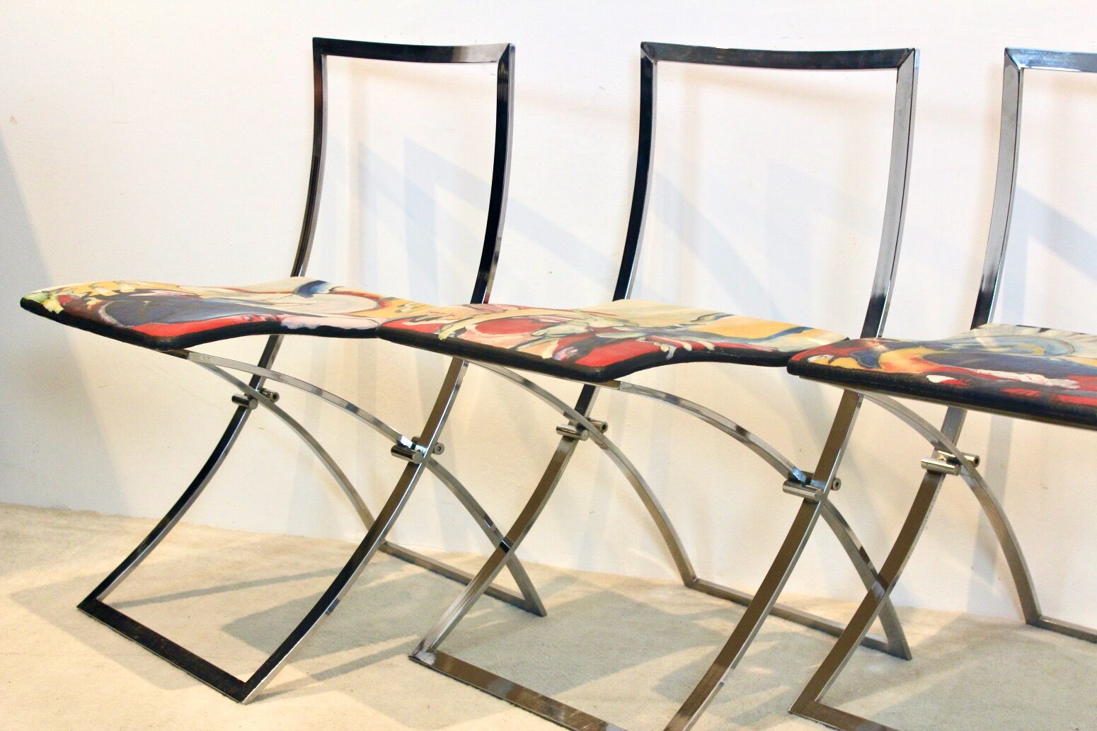 One off Hand painted set of four ‘Luisa’ Dining Chairs by Marcello Cuneo