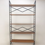 Italian free standing teak shelving unit, 1950