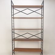 Italian free standing teak shelving unit, 1950