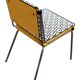 Chaise tube rétro motifs noirs et blancs velours jaune