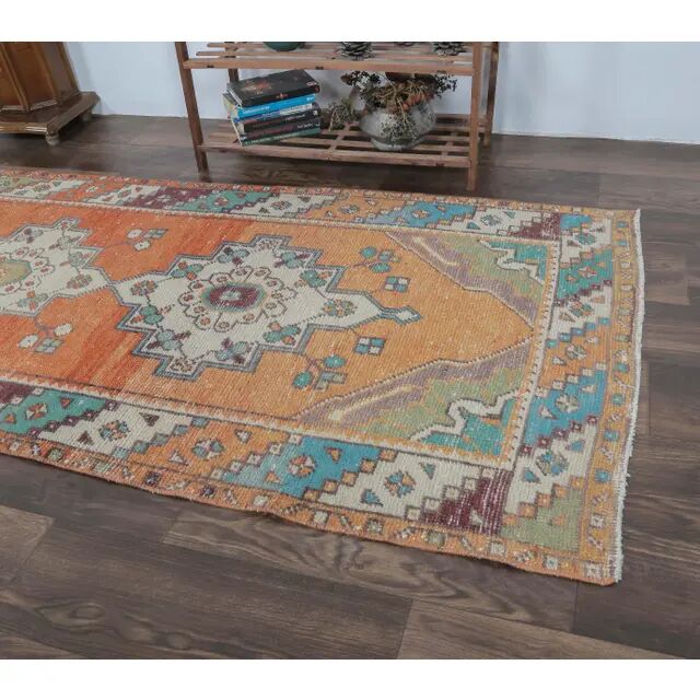 Vintage red Turkish hand-knotted runner 94x290