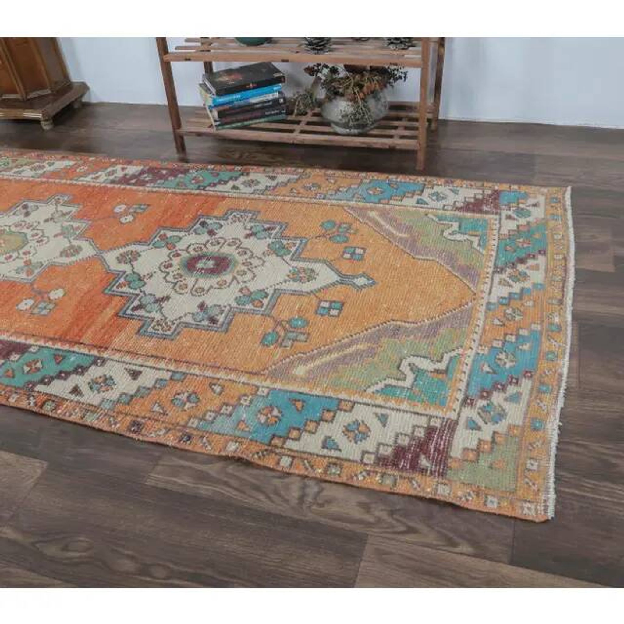 Vintage red Turkish hand-knotted runner 94x290