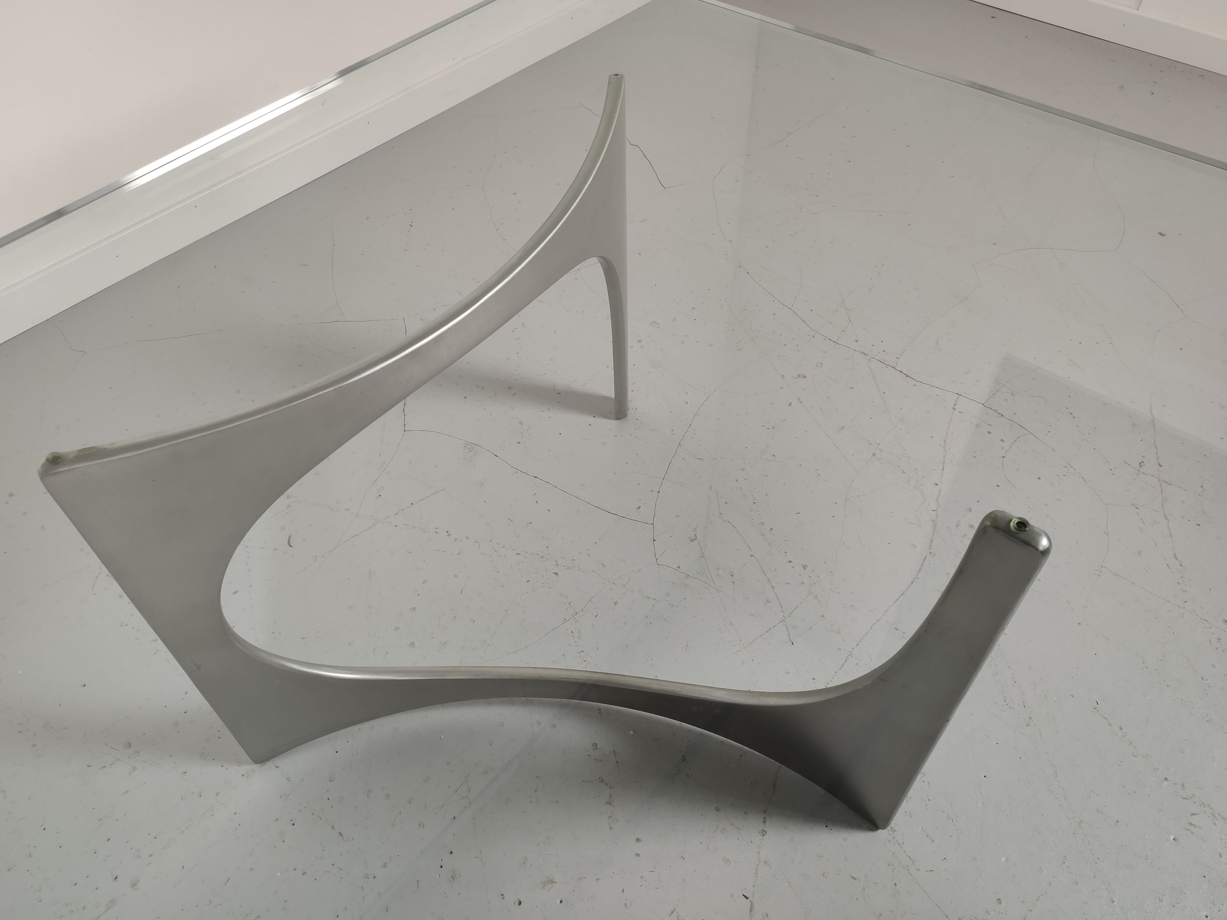 Alu and glass coffee table by KNUT HESTERBERG 1970s