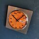 Vintage formica clock square silent wall pendulum "BC Paris silver orange"