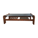 Table low pine and smoked glass